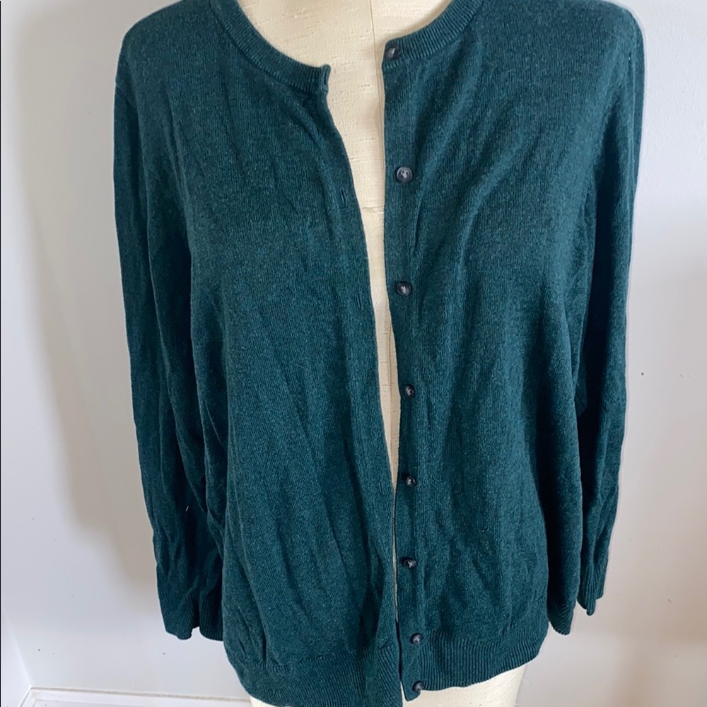 Croft & Barrow Green Cardigan Sweater Lightweight Knit